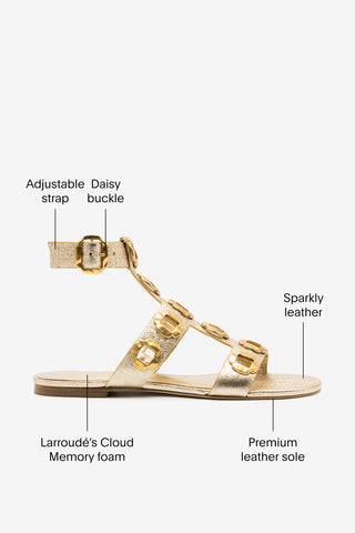 Milan Gladiator Flat In Platina Metallic Leather