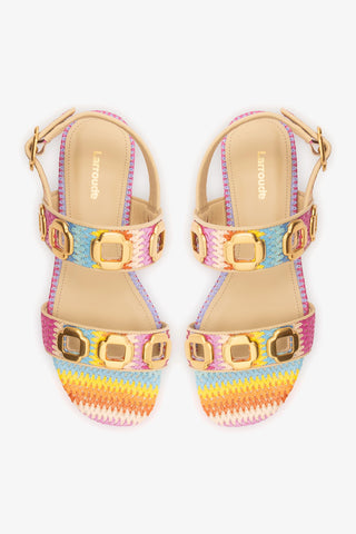 Milan Flat Sandal Rainbow Raffia Flat - Sandal Larroudé