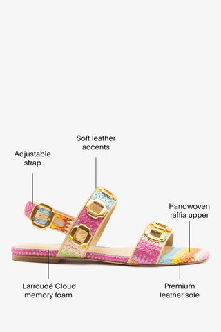 Milan Flat Sandal Rainbow Raffia Flat - Sandal Larroudé