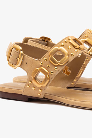 Milan Studs Thong Sandal In Peanut Suede