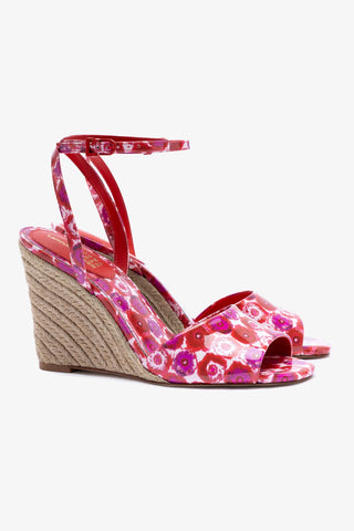 Larroudé x Jonathan Cohen Yves Wedge In Red Abstract Printed Patent Leather