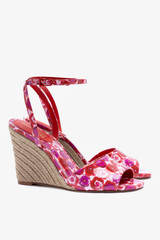 Larroudé x Jonathan Cohen Yves Wedge In Red Abstract Printed Patent Leather