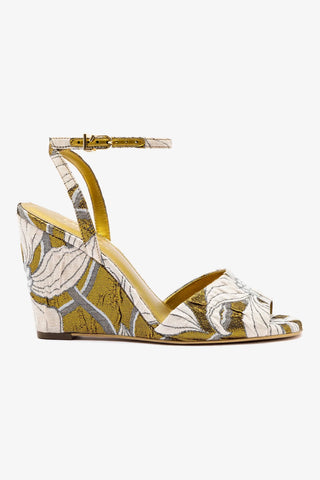 Larroudé x Markarian Wedge In Gold Floral Dutel