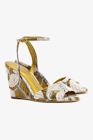 Larroudé x Markarian Wedge In Gold Floral Dutel