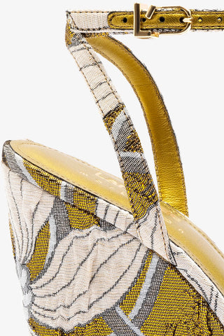 Larroudé x Markarian Wedge In Gold Floral Dutel