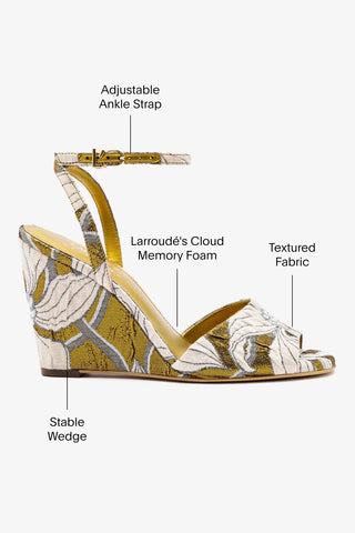 Larroudé x Markarian Wedge In Gold Floral Dutel