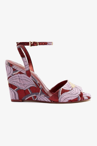 Larroudé x Markarian Wedge In Red Floral Dutel