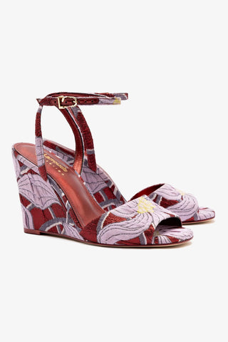 Larroudé x Markarian Wedge In Red Floral Dutel