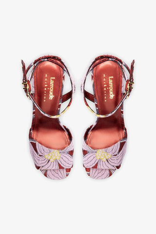 Larroudé x Markarian Wedge In Red Floral Dutel