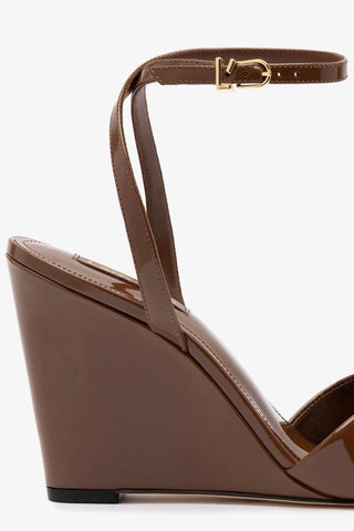 Yves Wedge In Burnt Umber Patent Leather