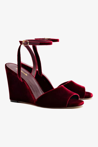 Yves Wedge In Wine Velvet