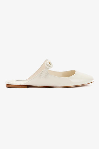 Blair Flat Mule In Ivory Patent Leather