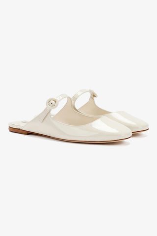 Blair Flat Mule In Ivory Patent Leather