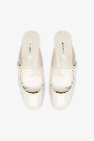 Blair Flat Mule In Ivory Patent Leather