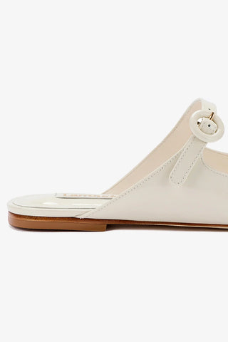 Blair Flat Mule In Ivory Patent Leather