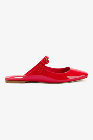 Blair Flat Mule In Scarlet Patent Leather