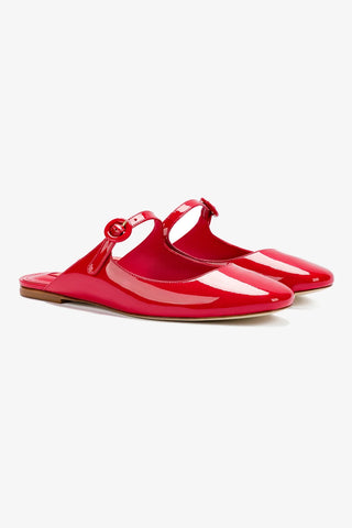 Blair Flat Mule In Scarlet Patent Leather