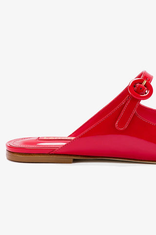 Blair Flat Mule In Scarlet Patent Leather