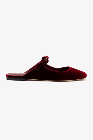 Blair Flat Mule In Wine Velvet