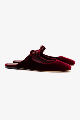 Blair Flat Mule In Wine Velvet