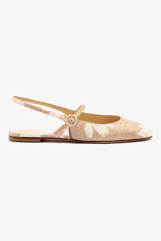 Georgina Ballet Flat In Beige Printed Raffia