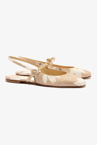 Georgina Ballet Flat In Beige Printed Raffia