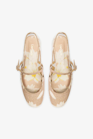 Georgina Ballet Flat In Beige Printed Raffia