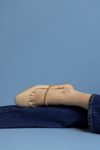 Georgina Milanina Ballet Flat In Beige Raffia