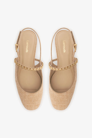 Georgina Milanina Ballet Flat In Beige Raffia