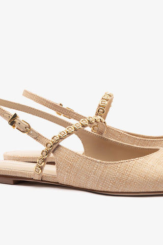 Georgina Milanina Ballet Flat In Beige Raffia
