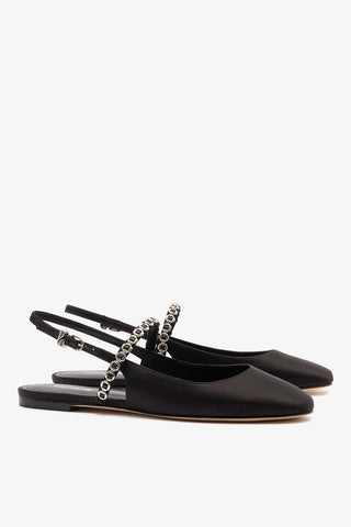 Georgina Milanina Ballet Flat In Black Satin