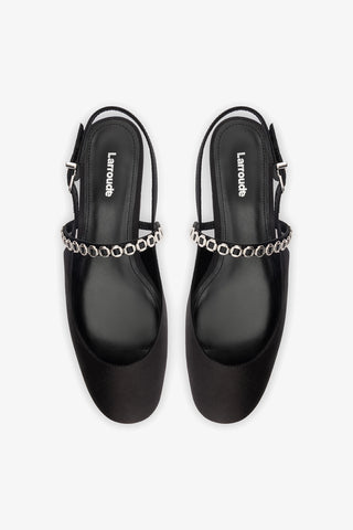 Georgina Milanina Ballet Flat In Black Satin