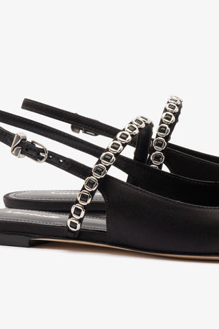 Georgina Milanina Ballet Flat In Black Satin