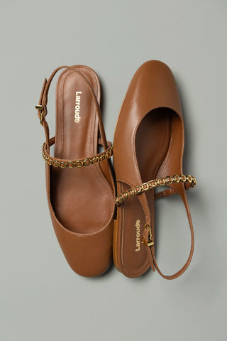 Georgina Milanina Ballet Flat In Caramel Leather