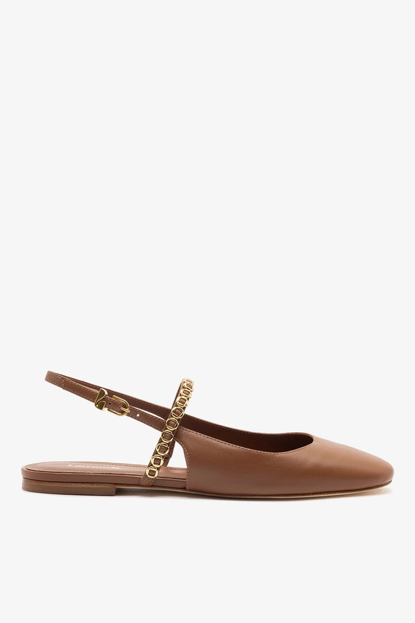 Georgina Milanina Ballet Flat In Caramel Leather - Flats