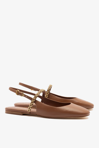 Georgina Milanina Ballet Flat In Caramel Leather