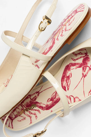 Georgina Ballet Flat Ivory Patent Leather Flat Larroudé