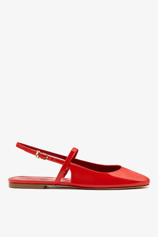 Georgina Ballet Flat Scarlet Patent Leather Flat Larroudé