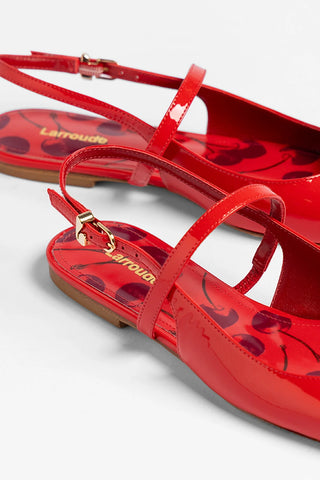 Georgina Ballet Flat Scarlet Patent Leather Flat Larroudé
