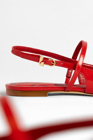 Georgina Ballet Flat Scarlet Leather Ballet Larroudé