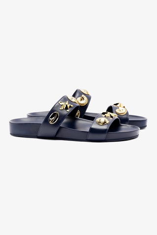 Madison Slide In Navy Leather