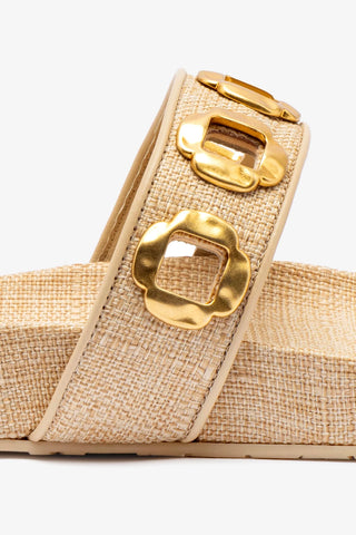 Milan Slide In Beige Raffia