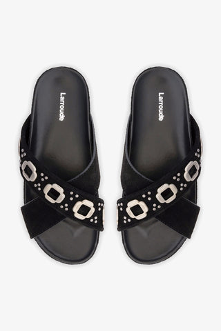 Milan Studs Slide In Black Suede