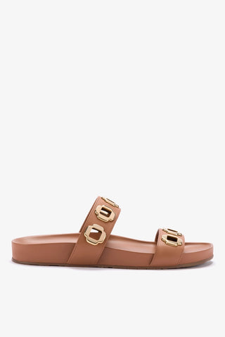 Sandalias Milan en piel color caramelo