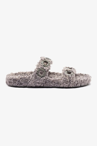 Milan Slide In Grey Faux Fur