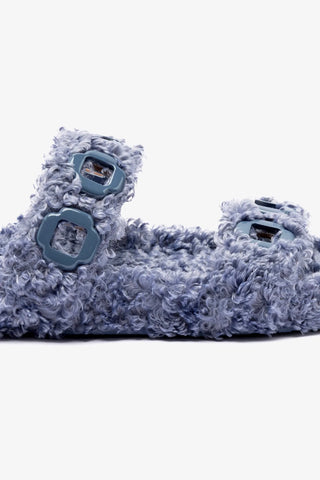 Milan Slide In Blue Faux Fur