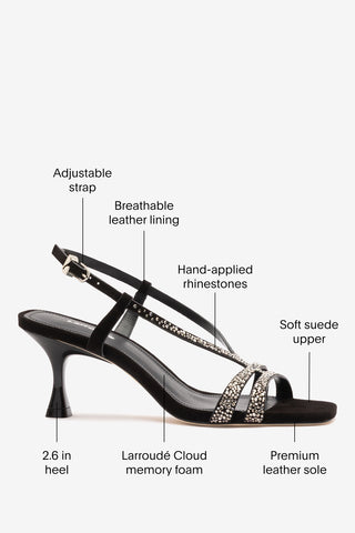 Daphne Crystal Sandal Black Leather Sandal Larroudé