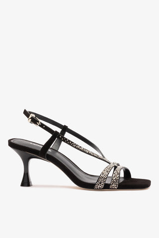 Daphne Crystal Sandal Black Leather Sandal Larroudé