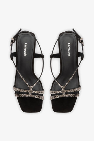 Daphne Crystal Sandal Black Leather Sandal Larroudé