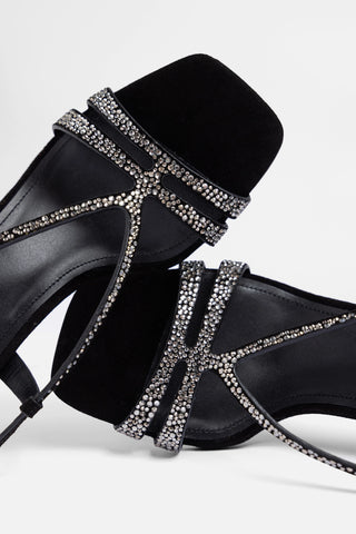 Daphne Crystal Sandal Black Leather Sandal Larroudé